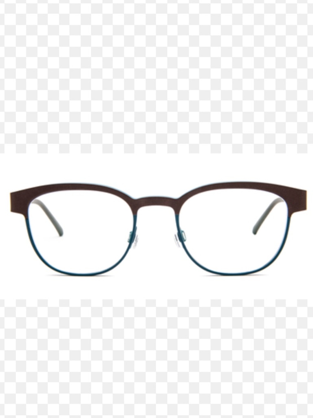 Brown green Top-Rim Eyeglass Frames with Teal Underside.